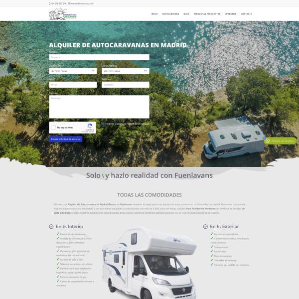 Pagina Web Alquiler de Caravanas Fuenlavans
